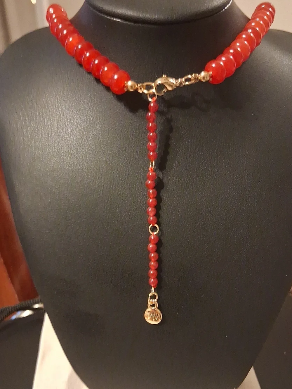 MAYAMAR Red Garnet Beaded Stone Necklace New